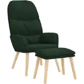 vidaXL Fauteuil relax avec pouf Vert foncé Tissu