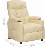 vidaXL Fauteuil relax Tissu Crème