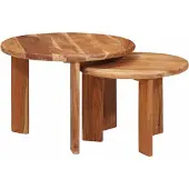 vidaXL - Tablettes gigognes, 2 pièces, marron, diamètre 50 x 40 cm, en bois d'acacia massif