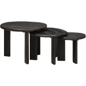 vidaXL : Ensemble de 3 tables gigognes blanches, en bois massif de manguier, diamètre 54 cm, hauteur 40 cm