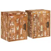 vidaXL Table de chevet 2 pcs Marron Bois massif récupéré