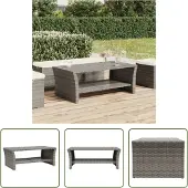 The Living Store Table basse Gris 100x50x40 cm Poly rotin