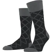Burlington Chaussettes noir, A carreaux