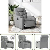 The Living Store Fauteuil Relax Electrique Gris Clair Tissu