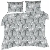Karo Ensemble de literie 160x200 pissenlits gris blanc