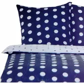 Smukee Literie Satin Coton 160x200 cm Bleu Pois