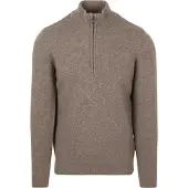 Barbour Pull-over Demi-Zip Laine Taupe Marron taille M