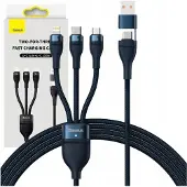 Baseus Câble Usb 3W1 Flash Series 2, Usb-C + Micro Usb + Lightning, 100W, 1.2M (Niebieski)