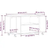 vidaXL Armoire TV à roulettes noir aspect chêne 80x40x45 cm