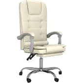 vidaXL Chaise de bureau avec fonction massage Crème similicuir
