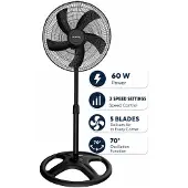 Opviq KTF-345, Ventilateur, Noir