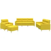 vidaXL Ensemble de canapés 3 pièces avec coussins Tissu jaune clair