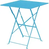 Bolero Table carrée en acier, style trottoir, Perth, bleu azur, 600 x 600 x 710 mm