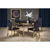 Halmar Table ronde REGINALD 2 verre noir / doré