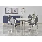 Halmar Table ronde REGINALD marbre blanc / argenté.
