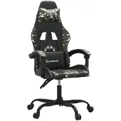 vidaXL Chaise de jeu Pivotante Noir et camouflage Similicuir