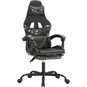 vidaXL Chaise de jeu avec repose-pieds noir et camouflage similicuir
