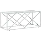 vidaXL Table basse 110x45x45 cm acier inoxydable et verre