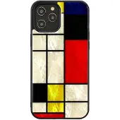 Ikins coque pour Apple iPhone 12 Pro Max mondrian black (Apple iPhone 12 Pro Max), Coque pour téléphone portable, Noir