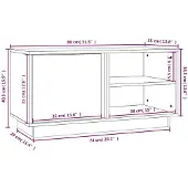 vidaXL Armoire TV noire 80x35x40,5 cm pin massif