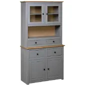 vidaXL Buffet haut Gris 93x40,5x180 cm Pin Gamme Panama