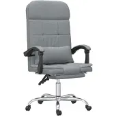 vidaXL Chaise de bureau avec fonction massage Gris clair Tissu