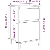 vidaXL Table de chevet blanc 40x35x70 cm