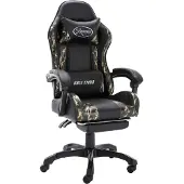 vidaXL Chaise de jeu avec repose-pieds noir et motif camouflage similicuir