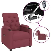vidaXL Fauteuil relax électrique vin rouge tissu