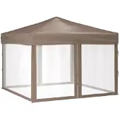 vidaXL Tente de réception pliante avec parois latérales Taupe 3x3 m