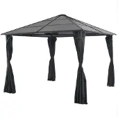 vidaXL Tonnelle avec rideau Aluminium 3x3 m Noir