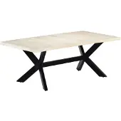 vidaXL Table De Salle À Manger Blanc 200x100x75cm Bois Manguier Massif