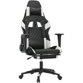 vidaXL Chaise de jeu avec repose-pieds noir et blanc similicuir