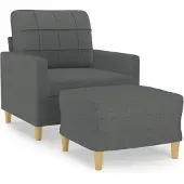 vidaXL Fauteuil avec pouf gris foncé 60 cm Tissu
