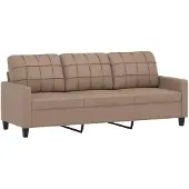 vidaXL Ensemble de canapés 3 pièces avec coussins Cappuccino-Brun Similicuir
