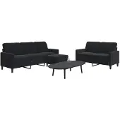 vidaXL Ensemble de canapés 3 pièces avec coussins Noir velours