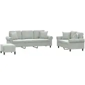 vidaXL Ensemble de canapés 3 pièces avec coussins gris clair velours