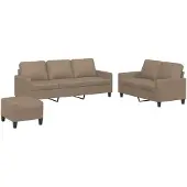 vidaXL Ensemble de canapés 3 pièces avec coussins Cappuccino-Brun Similicuir