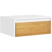 SoBuy Table de chevet suspendue avec éclairage LED - 1 tiroir - Blanc - 29 x 40 x 15 cm