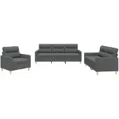 vidaXL Ensemble de canapés 3 pièces avec coussins Tissu gris foncé