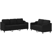 vidaXL Ensemble de canapés 2 pièces avec coussins Tissu noir