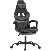 vidaXL Chaise de jeu avec repose-pieds Noir et gris Similicuir