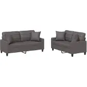 vidaXL Ensemble de canapés 2 pièces avec coussins Gris Similicuir
