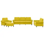 vidaXL Ensemble de canapés 4 pièces avec coussins Velours jaune