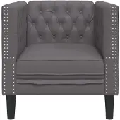 vidaXL Fauteuil Chesterfield Gris Similicuir
