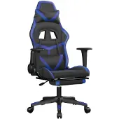 vidaXL Chaise de jeu avec repose-pieds Noir et bleu Similicuir
