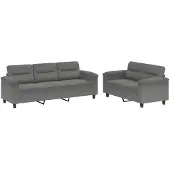 vidaXL Ensemble de canapés 2 pièces avec coussins Gris foncé Tissu microfibre