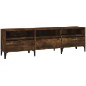 vidaXL Armoire TV chêne fumé 150x30x44,5 cm Bois composite
