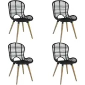 vidaXL Chaises à manger lot de 4 noir rotin naturel246808