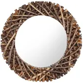 vidaXL Miroir mural 60 cm Teck Rond